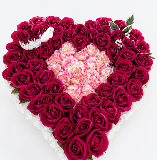 Cœur floral hommage Fête des Mères à tarif tous doux