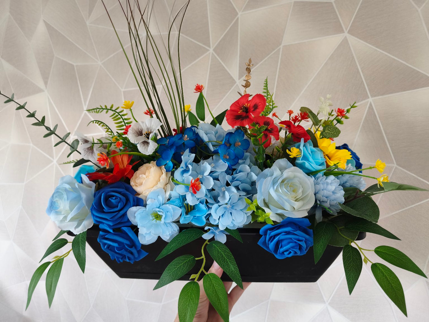 💙 Jardinière Florale – Bleu Azur